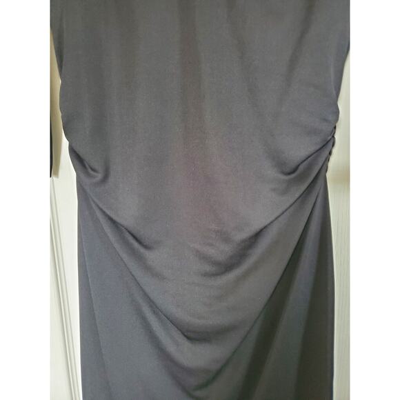 David Meister V-Neck Flattering Gathered Classic Black Cocktail Dress Size 12 - Picture 6 of 12